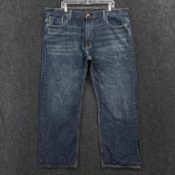Levis 569 Jeans Mens 40x30 Blue Loose Straight Fit Dark Denim Pants 100% Cotton - Picture 1 of 14